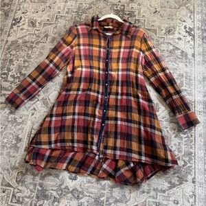 Soft Surroundings Maize Plaid Velvet Tunic, Size Medium